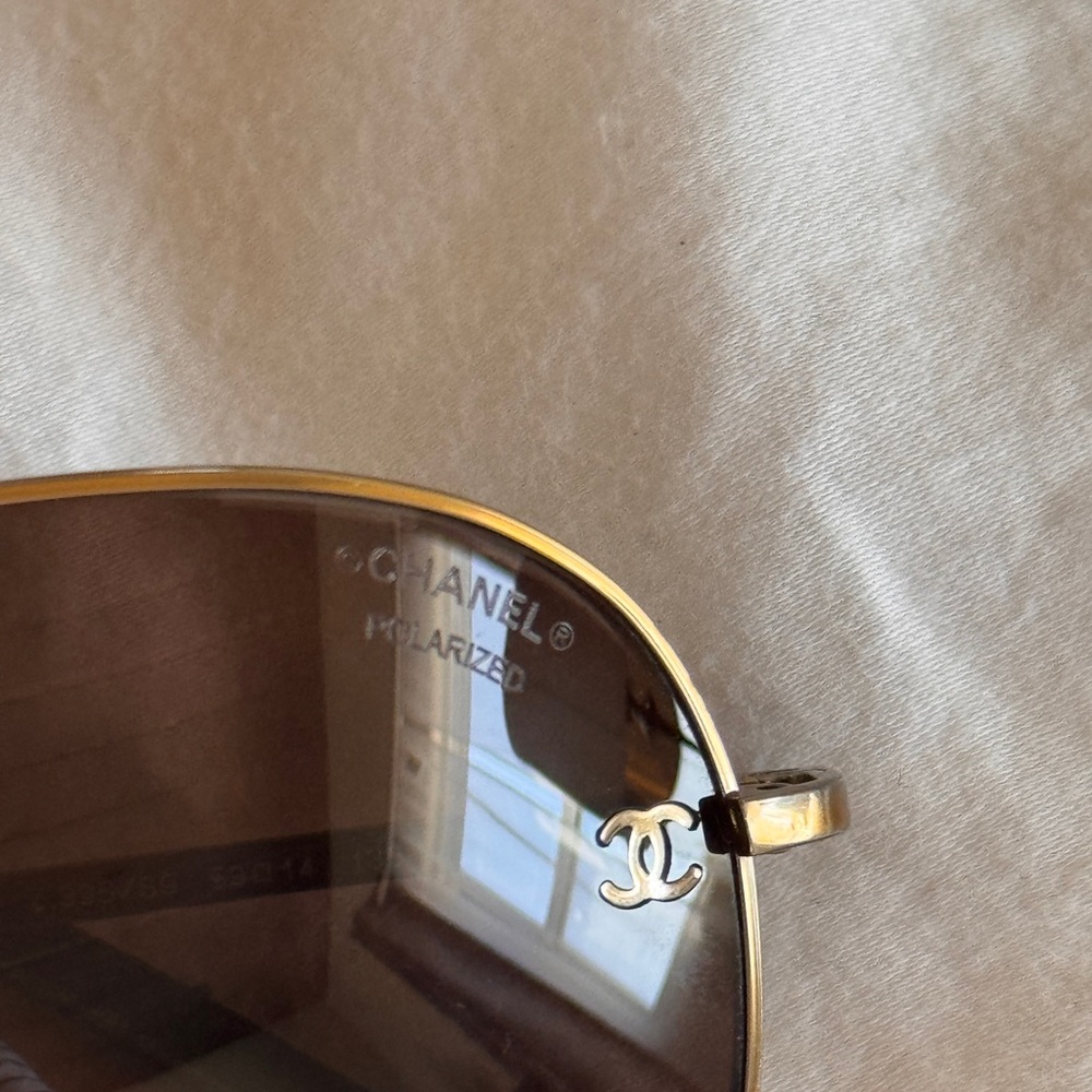 CHANEL Gold Frame Sunglasses with Brown Lenses - Picture 2 of 7